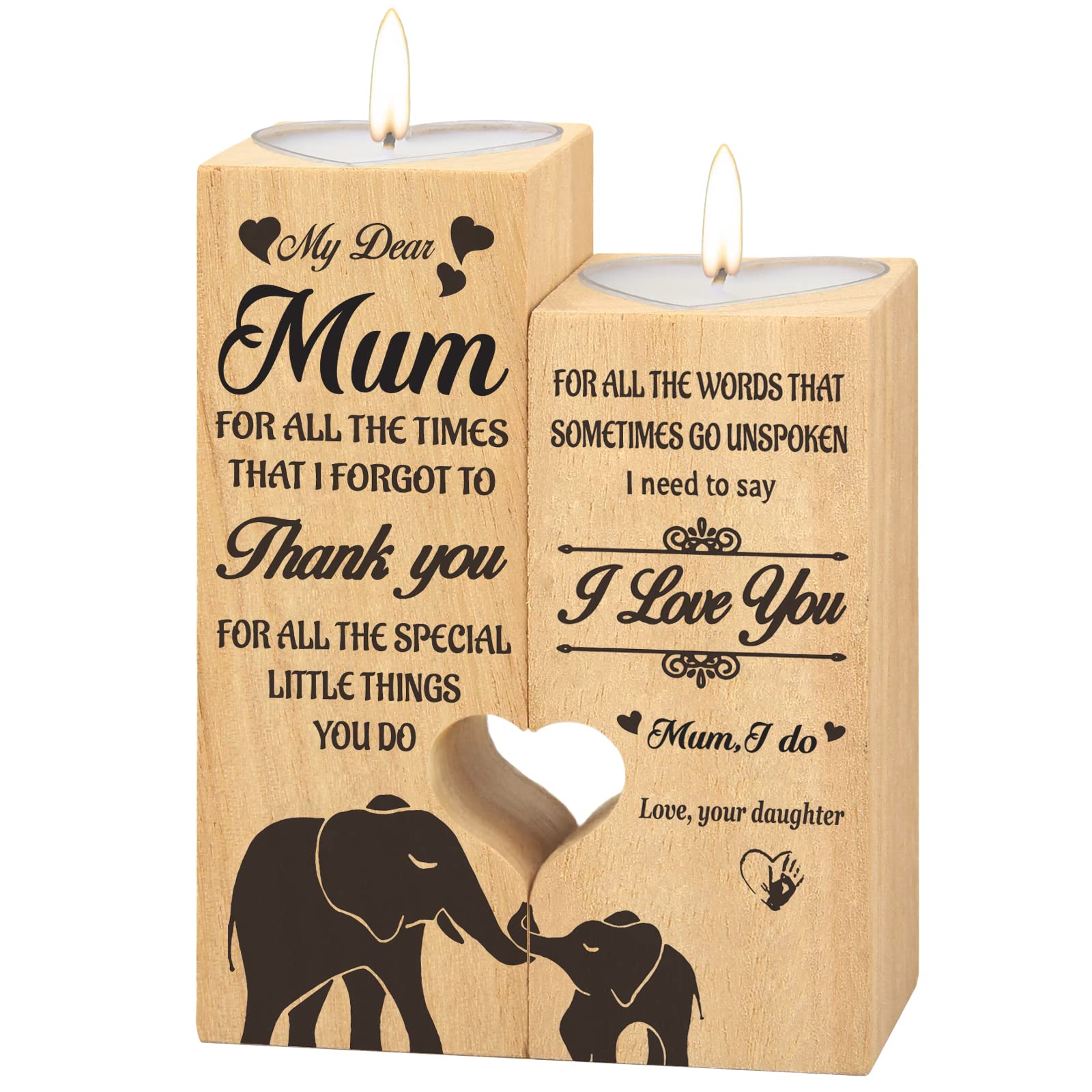 Heart-shaped Candlestick-Candle Valentines Decoration-Birthday-Wooden - Candle Holders, Gifts for Mum, Wooden Heart-shaped Craft Candlestick Holders,Mum Gifts From Daughter