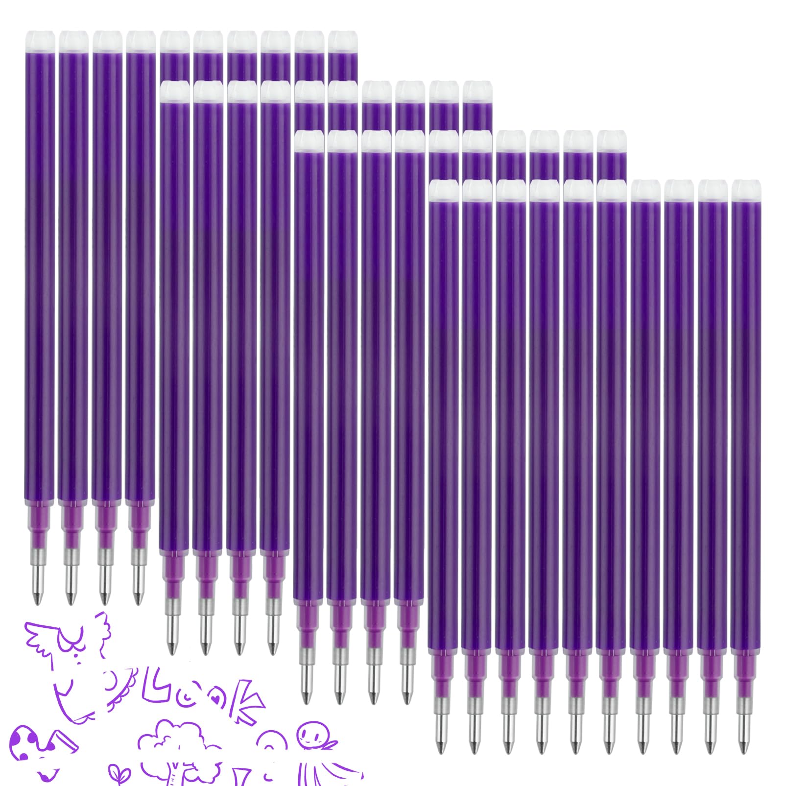 Photo 1 of 0.7 mm Erasable Gel Ink Pen Refills Compatible with Frixion Friction, Smooth Writing Multicolor Retractable Fine Point Pen Refill for School Office Home Art (Purple, 40)