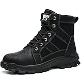 DINGGU Steel Toe Boots for Men Comfortable Mens Work Boots Indestructible Construction Industrial Safety Boots