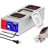 HTTSICHI Chocolate Tempering Machine - Commercial Chocolate Melting Machine w/ 13L Capacity and 86-185℉ Temp Control, 1200W Professional Heated Chocolate Melter w/Stainless Steel Body, 110V,3 Tanks