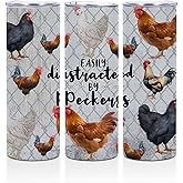 Chicken Gifts Funny 20 oz Skinny Tumbler Stainless Steel Slim Insulated Tumblers Straight Tumbler Cups Coffee Mug Thermal Travel Cup with Lid, Christmas Birthday Gifts Chicken Stuff for Women