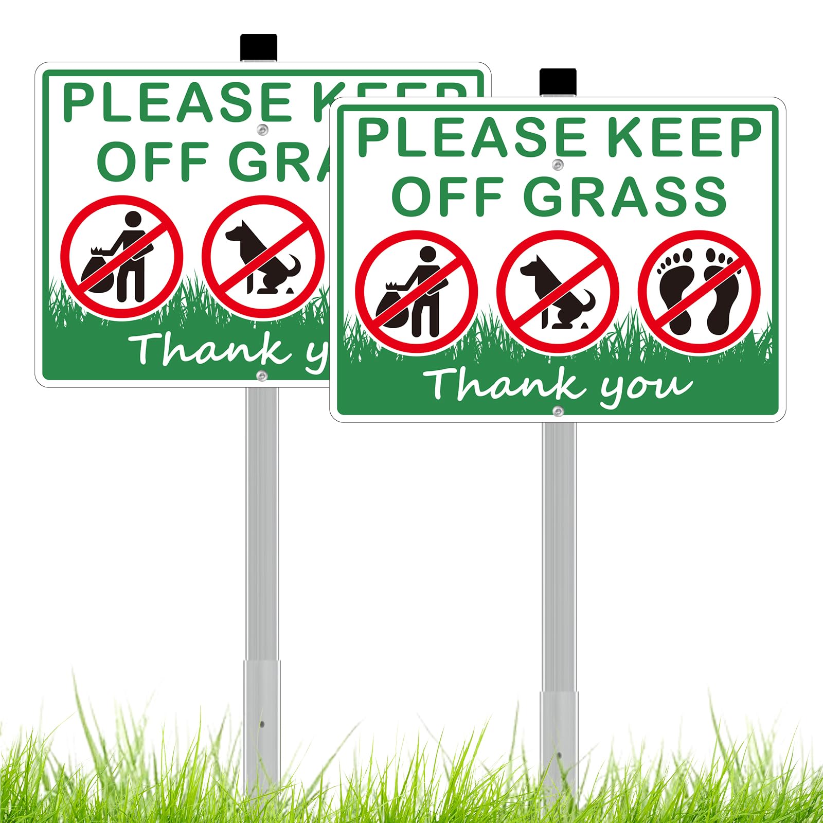 Photo 1 of (2 Pack) Keep Off Grass Sign, Stay Off Grass Signs for Yard, 8x28 Heavy Duty Aluminum Keep Off Grass Signs - Weather Resistant and Easy to Install with Long Stake (Green)