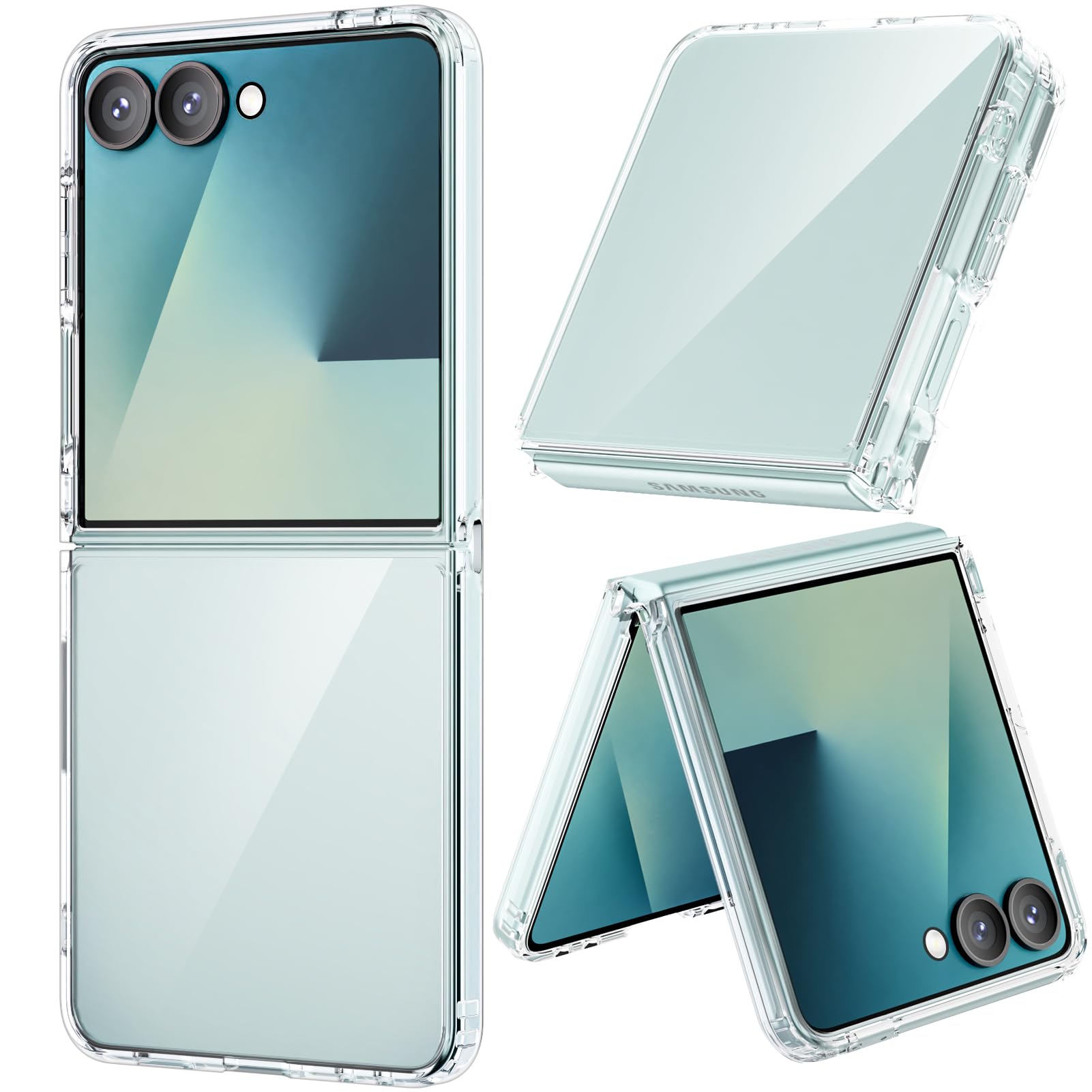 Photo 1 of for Galaxy Z Flip 7 Case Clear, Shockproof Phone Case for Z Flip 7 [Anti-Yellow], Crystal Clear Case compatibel with Flip 7 - Transparent