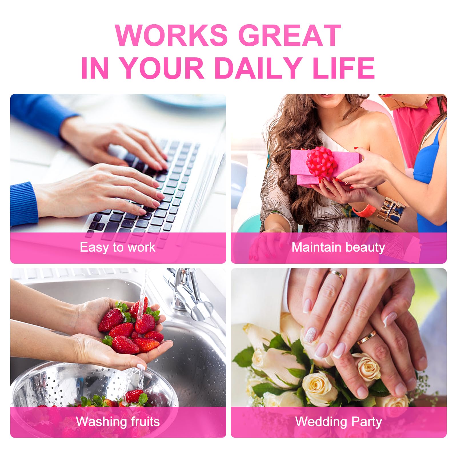 EchiQ Cherry Blossom Pink Gradient Press On Nail Wearable Artificial Acrylic Full Cover Coffin Glossy Nature Fake Nails Reusable Medium Short False Nail Art Tips for Women Girls Gift 24pcs/Set - Image 8