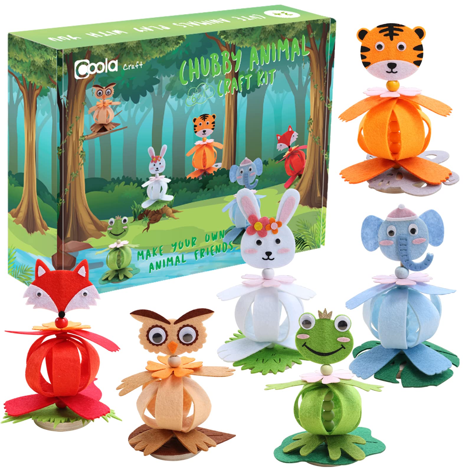 Coola Animal Felt Craft Kit for Kids - Pack 6 Art and Craft DIY Early Educational Toys Suitable Need Best Gift for Kids Age 3-6,7,8,9