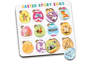 Easter Story Eggs - Resurrection Eggs Easter Story - 12 Wooden Egg Puzzle With Matching Regilious Story - Resurrection Gifts 