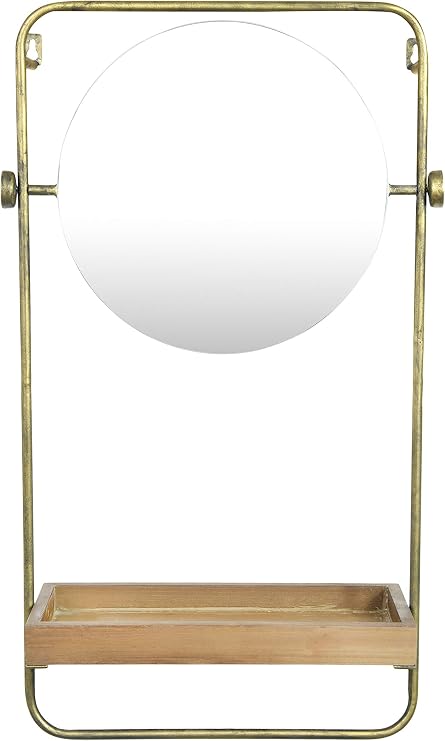Amazon Com Creative Co Op Df2884 27 25 H Metal Wood Shelf Towel Bar Wall Mirror Antique Gold Home Kitchen
