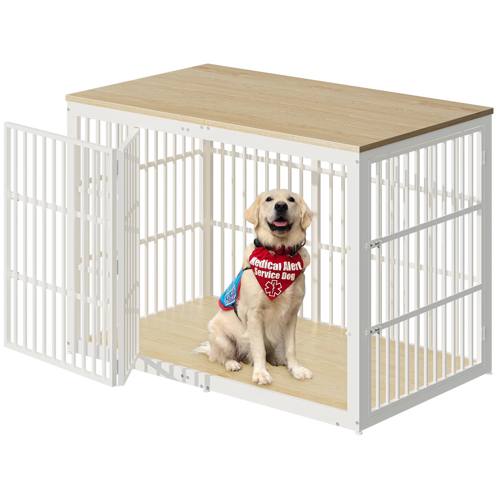 Photo 1 of **POSSIBLY FOR PARTS/ UNKNOWN MISSING PIECES*** Lyromix 54" Dog Crate Furniture with Foldable Door, XXL Dog Crates for Large Dogs, Wooden Decorative Dog Cage Kennel Indoor End Table, Natural Beech