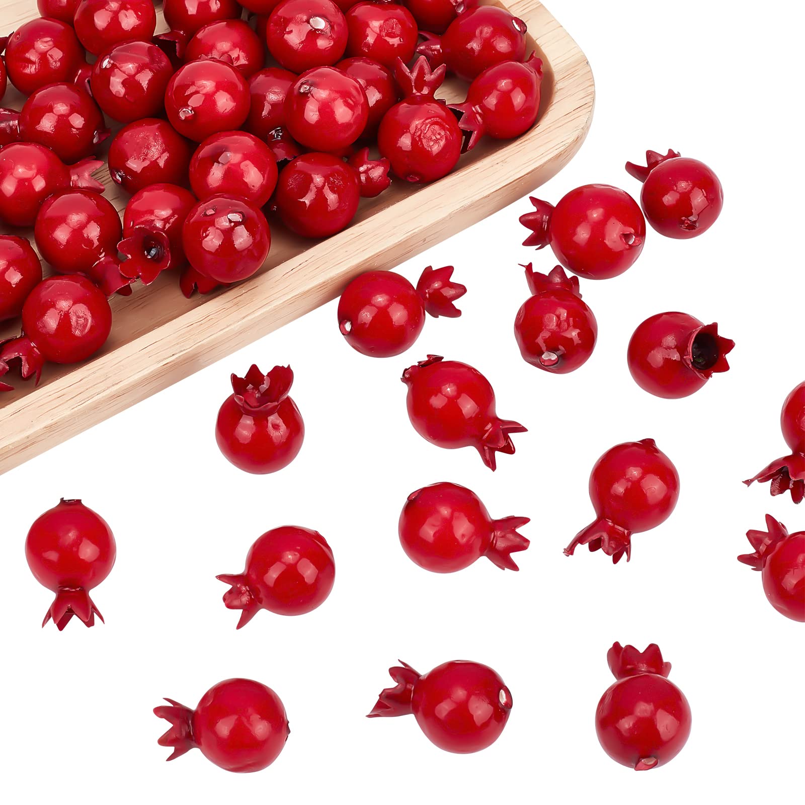 CHGCRAFT 50Pcs Mini 0.79 Inch Artificial Pomegranate Realistic Fruit Lifelike Fruit Simulation Foam Pomegranate for Floral Arrangements Halloween Christmas Home Kichen Display Decor