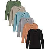 Womens Ultra Soft Long Sleeve Top | UV Sun Protection | Base Layer | All Season Performance V Neck Shirt | Multi Packs