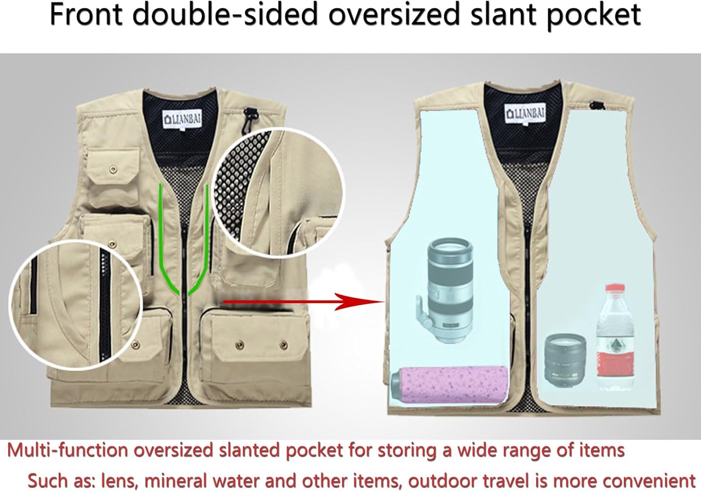 Flygo Men's Outdoor Work Utility Fishing Hunting Photography Travel Vest with Multiple Pockets at  Men’s Clothing store