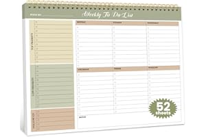ZOTIA Weekly To Do List Notepad with 52 Undated Sheets（8.5"×11"）- Undated Weekly Planner Notepad for Office Desk Accessories and Supplies - Forest Shades
