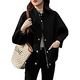 chouyatou Women's Casual Stand Collar Single Breasted Short Wool Pea Coat Overcoat with Pockets