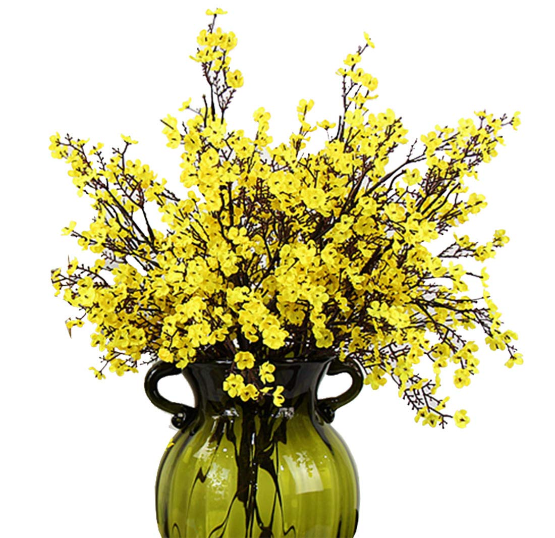 JAKY-Global Babys Breath Gypsophila Artificial Flowers 6 Bundle European Fake Silk Plants Decor Wedding Party Decoration Bouquets Real Touch DIY Home Garden(Yellow)
