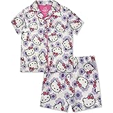 Hello Kitty Girls Pajama Set - 2 Piece Cozy Girls Pjs with Button Down Short Sleeve & Shorts For Kids - Official Product