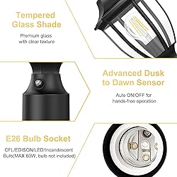 Lamomo Dusk to Dawn Outdoor Post Lights, Waterproof