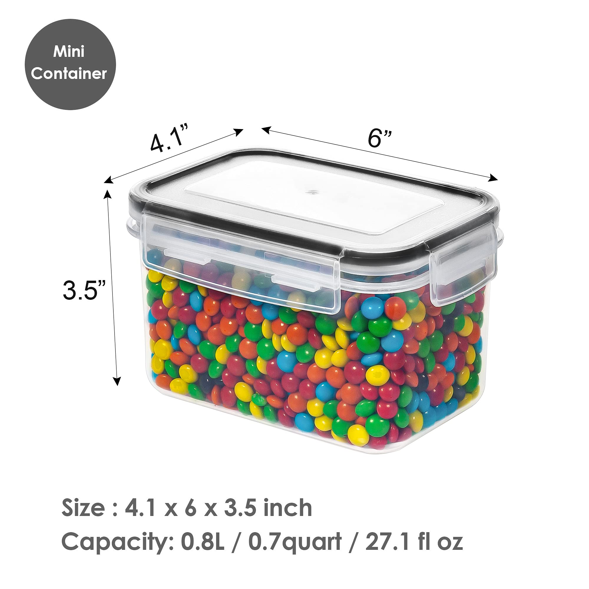 Vtopmart 0.8L Vorratsdosen Set, Müsli Schüttdose & Frischhaltedosen, BPA frei Kunststoff, luftdicht,Trockenfutterbehälter, Satz mit 12, 24 Etiketten für Getreide, Mehl, Zucker (Schwarz) 2