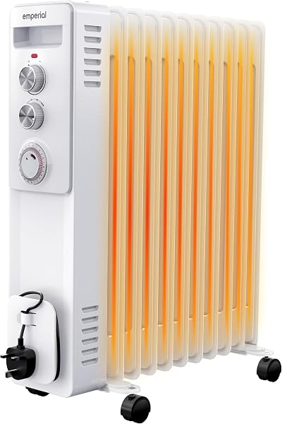 Emperial 11 Fin Oil Filled Radiator 2500W Portable Heater Timer Thermostat