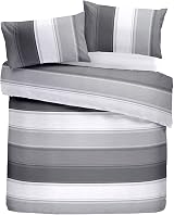 Fusion Betley Stripe Reversible Grey Duvet Cover Set Double
