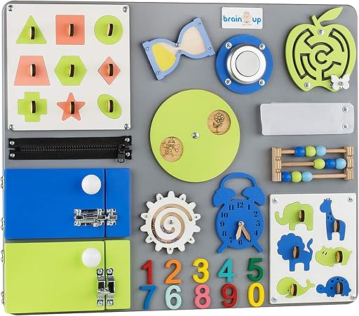 Amazon Brainuptoys アクティビティボード 赤ちゃん ビジーボード 幼児 赤ちゃん 脳の発達 赤ちゃん用感覚ボード 赤ちゃんのおもちゃ 12 18ヶ月 ビジーキューブ モンテッソーリのおもちゃ 自閉症のおもちゃ M 赤ちゃん 幼児のおもちゃ おもちゃ