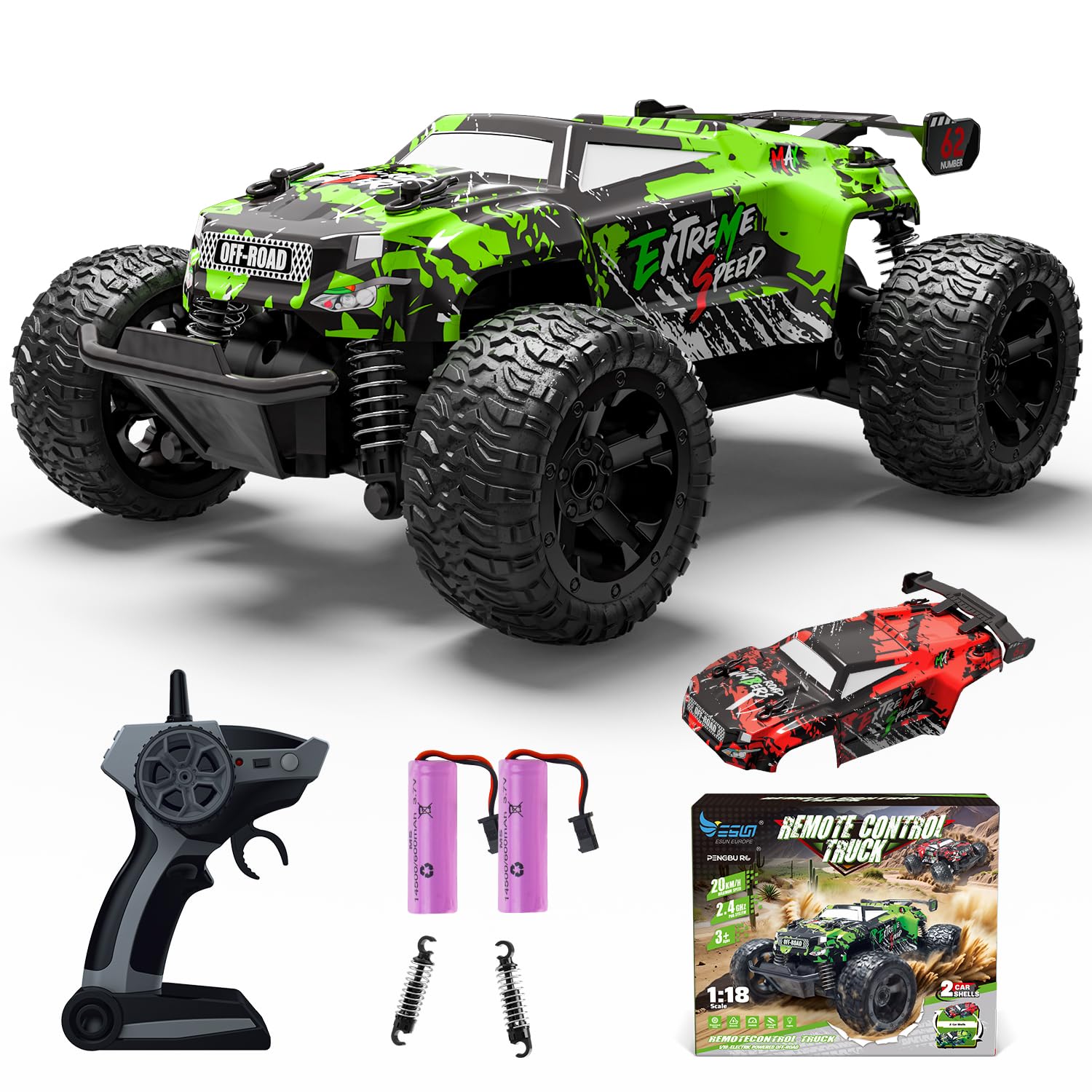 Remote controlled car from 3, 4, 6, 8 years, remotely controlled monster truck, remotely controlled with body light/double scale, remote controlled from 3, 4, 6, 8 years, children's gifts