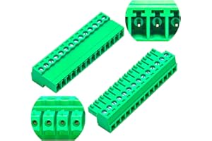 GENERIC Tcenofoxy 3.81mm Male & Female 2/3/4/5/6/7/8/9/10/11/12/13/14/15/16/18/20/24 Pin Phoenix Connector No Soldering Green PCB Screw Terminal Block Connector (1Set 3.81MF-14Pin)