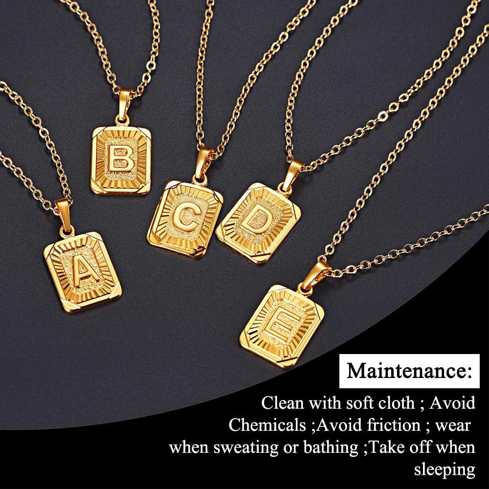U7 Monogram Necklace Graduation Gift for Boys Girls 18K Gold Plated Square Script Initial Jewelry Letter E Pendant with Chain: Clothing