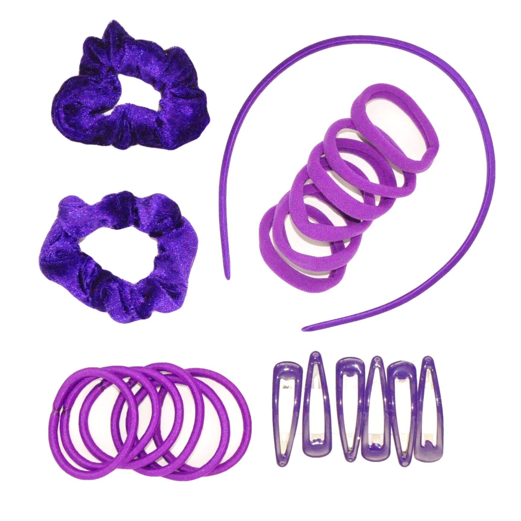 21 x Piece Girls Purple School Hair Accessories - Bumper Pack