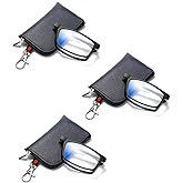 OWTXIS Folding Reading Glasses for Women Men, Blue Light Easy Carry Readers with Ultra-light Pocket Keychain Bags