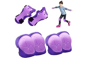 EILLEO Knee Pads for Kids Elbow Pads Set Toddler Protective Gear Set Kids Elbow Pads and Knee Pads for Girls Boys with Wrist Guards 3 in 1 for Cycling Electric Bike Rollerblading Scooter Purple