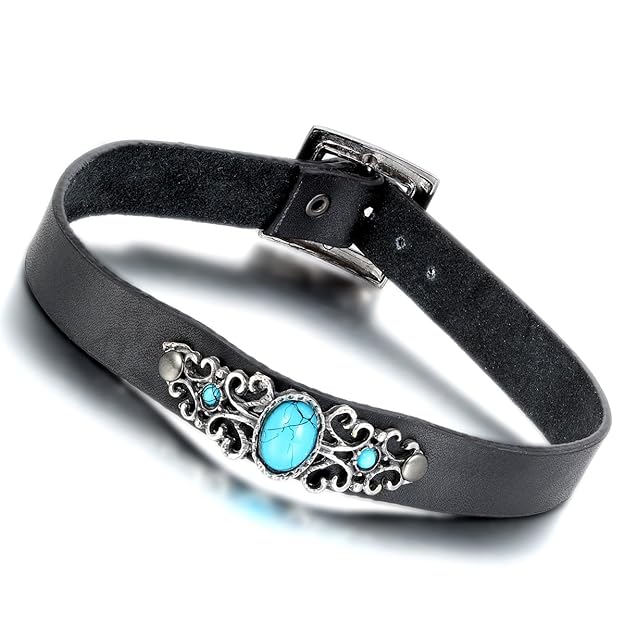 Cupimatch Herren Damen Handgefertigt Gotik Punk Lederhalsband Choker Sklave Kragen Halsketten PU Leder, Verstellbaren Größen 