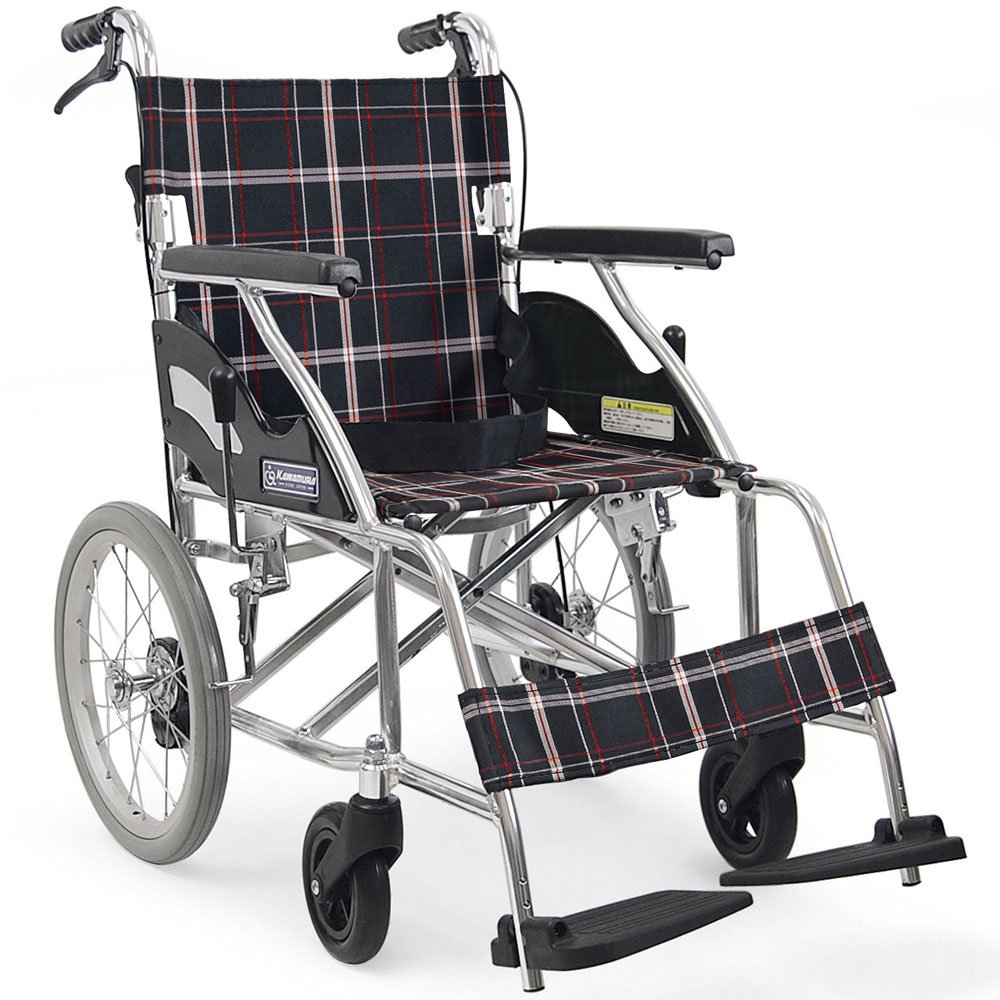 Kawamura Cycle Standard Wheelchair High Polymer Tire Specifications Band Brake, Seat Width 16.7 inches (40 cm), Middle Bed 16 Inches, Silver x Black Check (KV16-40SB Silver x A22) [Assistance Only]