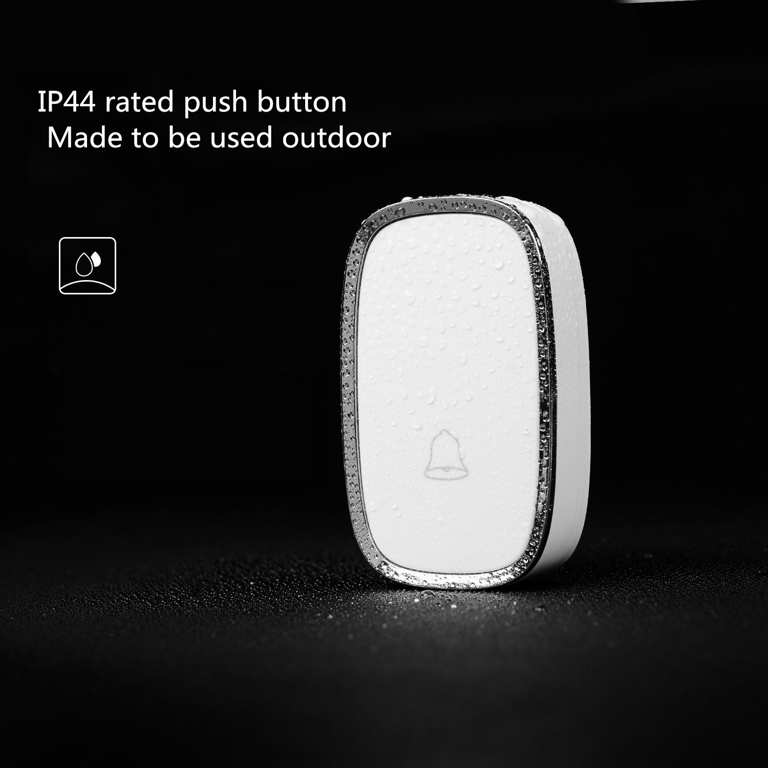 Wireless Doorbell, Portable Weatherproof Wall Plug-in Cordless Door Bell Chime Kit at 1000-feet Range with 36 Tunes, LED Indicator, 4 Volume Level, 1 Push Button & 1 Receiver Requiring No Battery