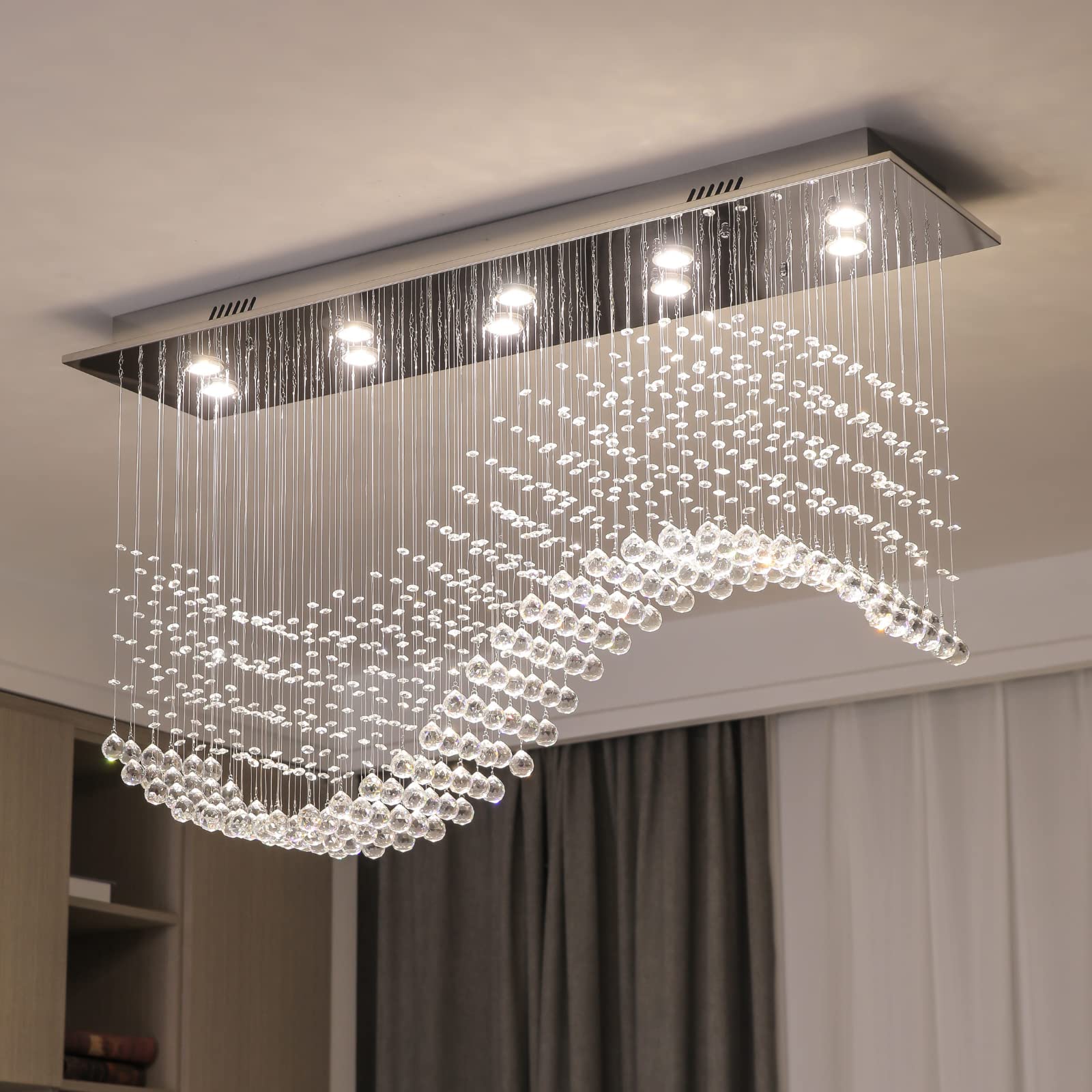 Siljoy Modern Crystal Chandelier, 12-Light Luxury