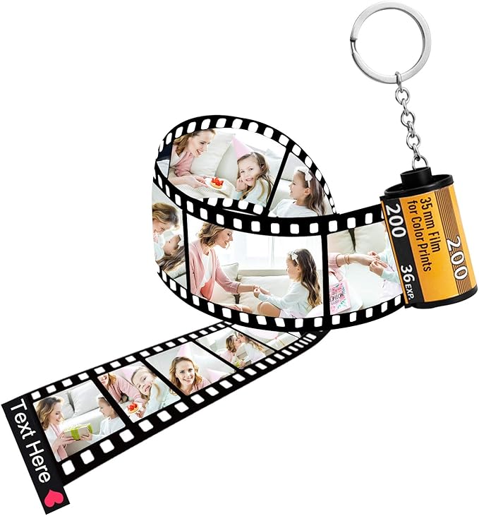 Personalized Camera Film Roll Keychain with Photo Custom