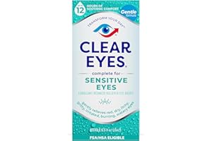 Clear Eyes Sensitive Eyes Eye Drops – Gentle Relief for Red, Itchy, Dry Eyes, 12 Hours of Soothing Comfort, 0.5 Fl Oz
