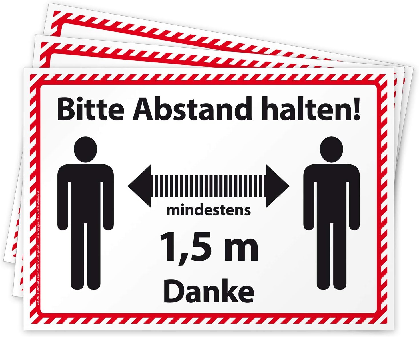 3 hochwertige Aufkleber Bitte Abstand halten 1,5 Meter, Hinweisschild für Handel und Behörden ...