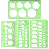 HJZHII 4Pcs Circle Drawing Template, Drafting Stencil Ruler Circle and Oval Templates Drawing Measuring Ruler Geometric Circle Template for School Office Drawing Design Measuring Tools