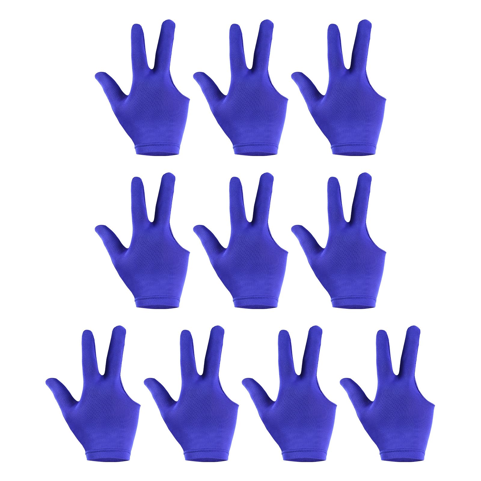 PATIKIL 3 Fingers Pool Gloves, 10 Pack Billiard Gloves Left & Right Hand Show Gloves Pool Cue Glove for Shooter Carom Pool Snooker Cue Sport, Blue