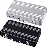 2 Pcs Business Card Holder Suitcase Aluminum Business Card Case with Waterproof Pocket Credit Card Holder for Men Business Ca