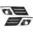 HECASA Pair Fog Light Bezel Compatible with 2013-2017 Chevy Chevrolet Traverse Replacement for GM1038150 GM1039150 Front Bumper Driving Fog Lamp Cover w/Silvery Trim Molding - Driver&Passenger Side