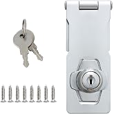 Alise Keyed Hasp Latch,4 Inch Safety Padlock Hasp for Cabinets | Heavy Duty Hasp Lock ,Attic Door Latch,Chrome Door Lock with Keys for Storage Cabinet,Closets Doors