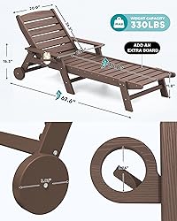 SERWALL Patio Chaise Lounge Chair Set of 2, 5