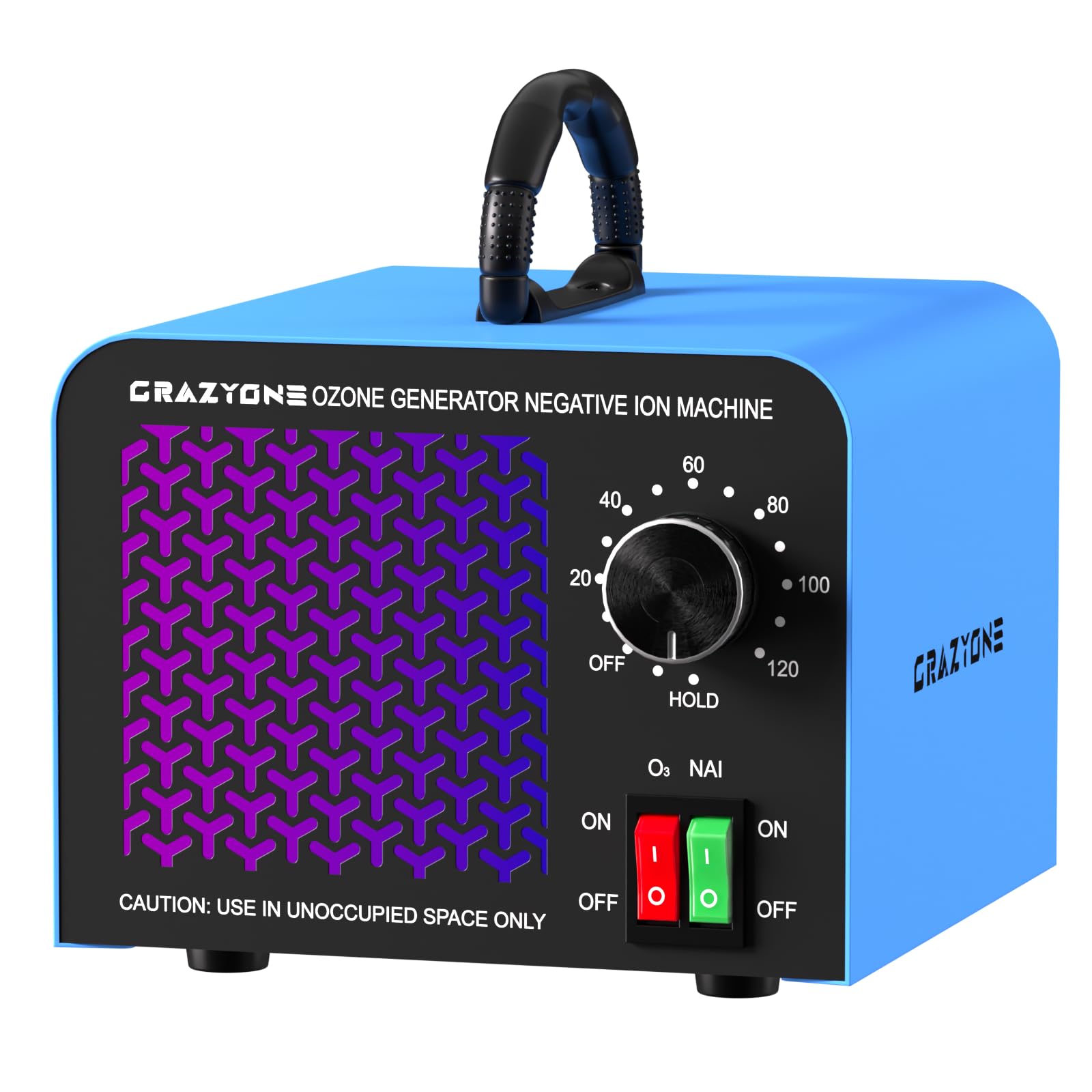 120,000mg/h Ozone Generator, High-Capacity Ozone Odor Eliminator with Negative Ion, Ozone Machine Odor Removal for Car, Home, Pets, Smoke, Commercial/Industrial Use - Covers Up to 6,000 Sq.Ft