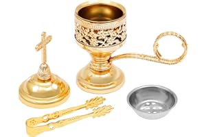 Incense Burner, Frankincense Charcoal Incense Stand, Easy to Carry, Cross Incense Burner with Clips, Ideal for Aromatherapy, 