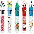 YOYTOO Cute Cartoon Christmas Multicolor Ballpoint Pen 0.7 mm, 10-in-1 Colored Pens Fine Point Retractable Ballpoint Pens for Office School Students Kids Birthday Gift, 5 Pack