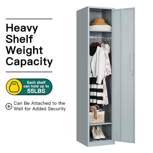 SUPEER 1 Door Metal Storage Lockers With Handle And Hanging - View #4