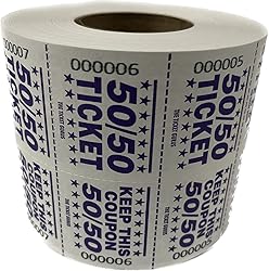 50/50 Marquee Raffle Tickets - 1000/Roll Easy Read