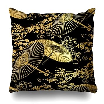 Amazon Com Ahawoso Throw Pillow Cover Pillowcase Kimono Asian Fan