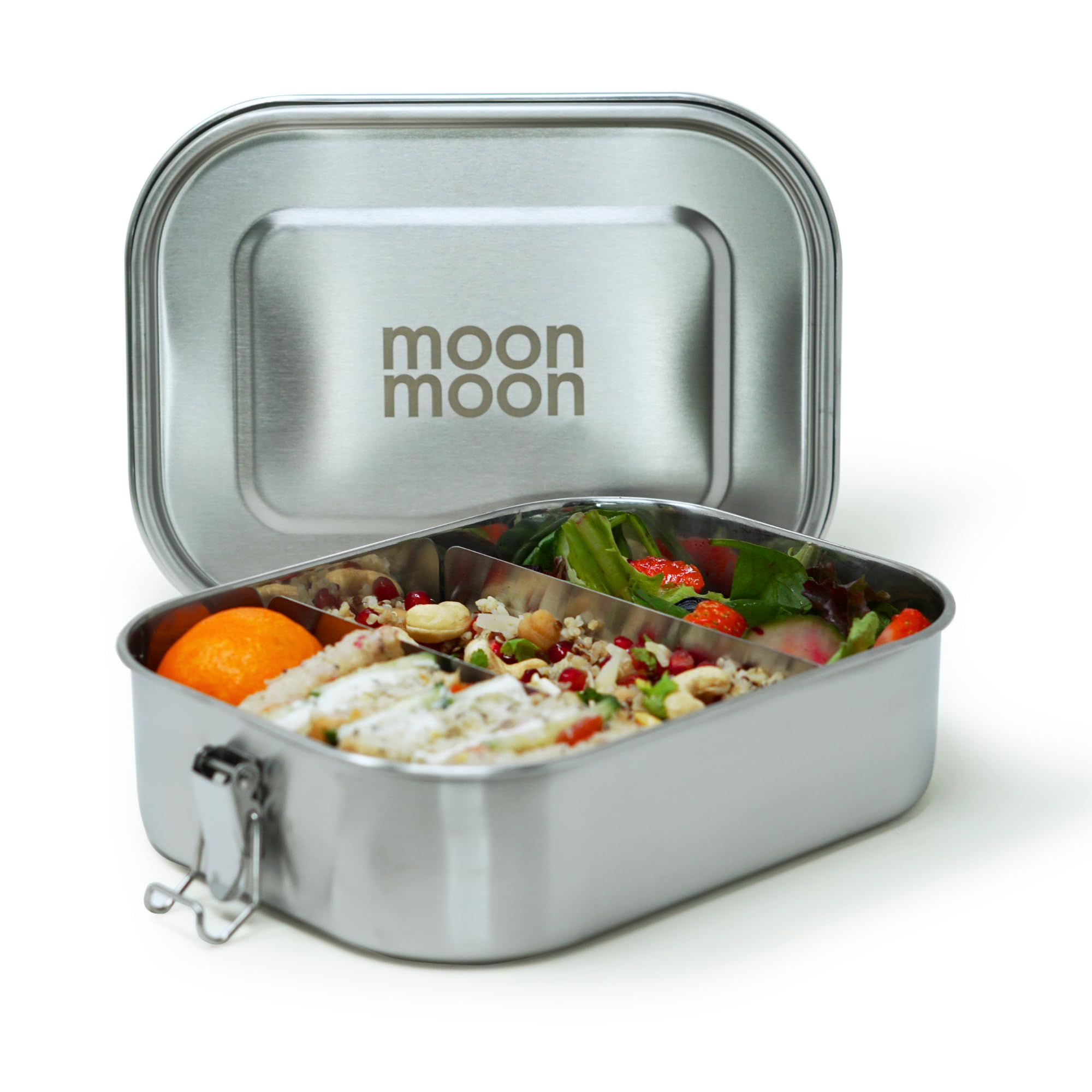 Moonmoon Stainless Steel Lunch Box (1.4L) | Large Metal Bento Box with compartments for adults & children
